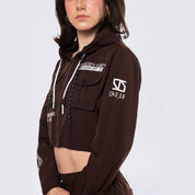 Smoke Rise RED Hooded Utility Full Zip Jacket - Espresso