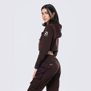 Smoke Rise RED Hooded Utility Full Zip Jacket - Espresso