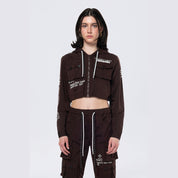 Smoke Rise RED Hooded Utility Full Zip Jacket - Espresso