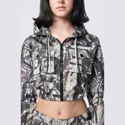 Smoke Rise RED Hooded Utility Full Zip Jacket - Olive Hunting Camo