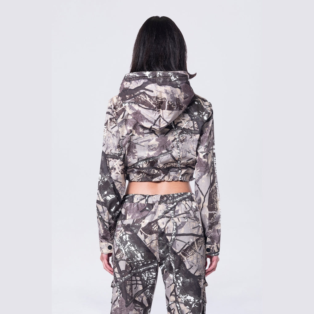 Smoke Rise RED Hooded Utility Full Zip Jacket - Olive Hunting Camo