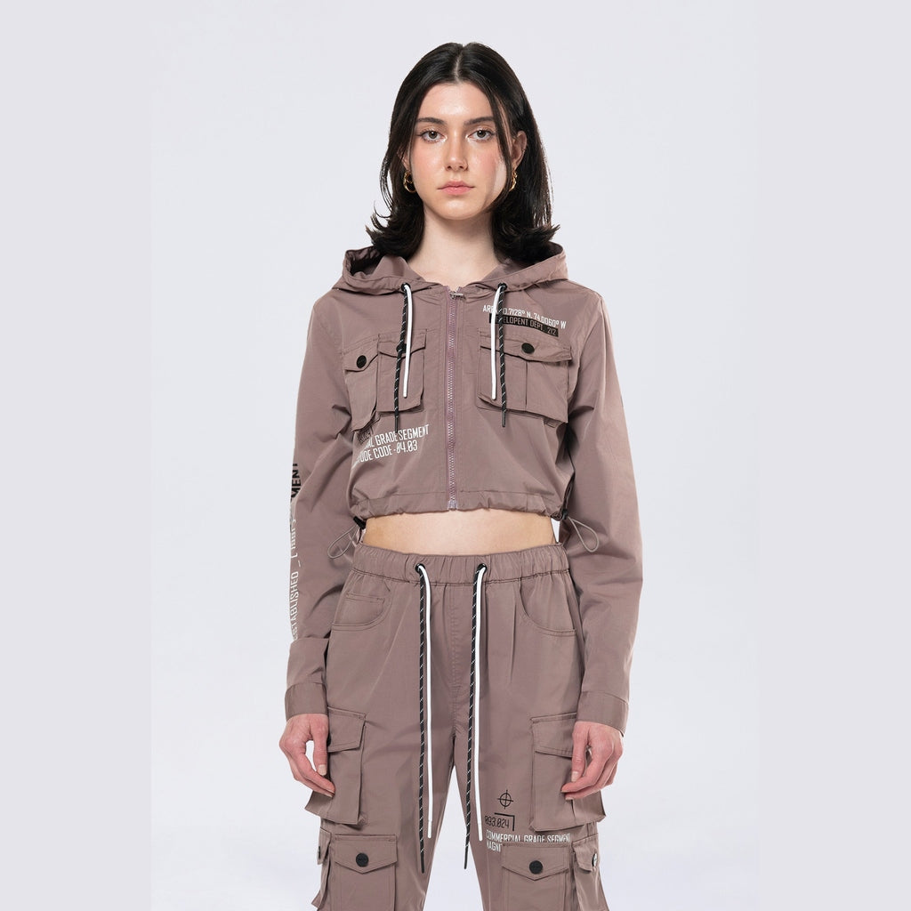 Smoke Rise RED Hooded Utility Full Zip Jacket - Smokey Mauve
