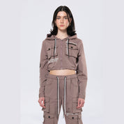 Smoke Rise RED Hooded Utility Full Zip Jacket - Smokey Mauve