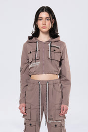 Hooded Utility Full Zip Jacket - Smokey Mauve