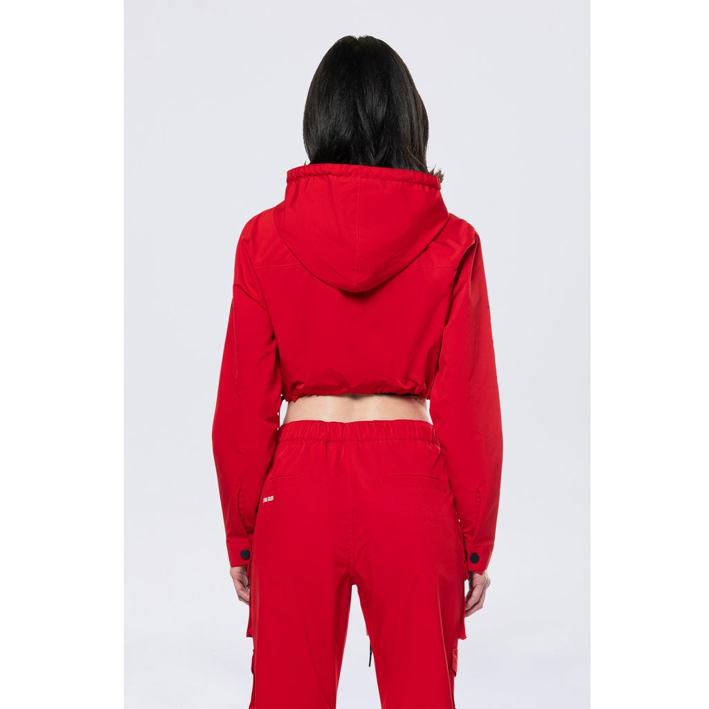 Smoke Rise RED Hooded Utility Full Zip Jacket - True Red