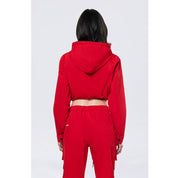Smoke Rise RED Hooded Utility Full Zip Jacket - True Red