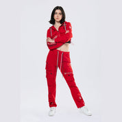 Smoke Rise RED Hooded Utility Full Zip Jacket - True Red