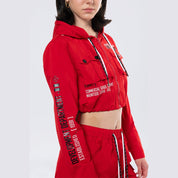Smoke Rise RED Hooded Utility Full Zip Jacket - True Red