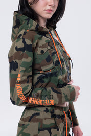 Hooded Utility Full Zip Jacket - Wood Camo