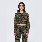 Smoke Rise RED Hooded Utility Full Zip Jacket - Wood Camo