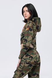 Hooded Utility Full Zip Jacket - Wood Camo