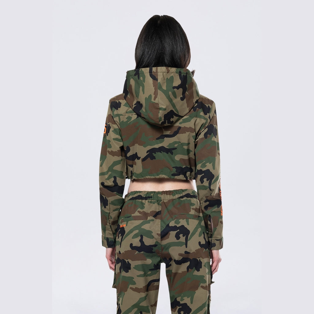 Smoke Rise RED Hooded Utility Full Zip Jacket - Wood Camo