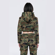 Smoke Rise RED Hooded Utility Full Zip Jacket - Wood Camo