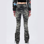 Smoke Rise RED High Rise Stacked Cargo Jeans - Gail Black