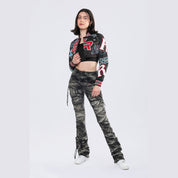 Smoke Rise RED High Rise Stacked Cargo Jeans - Gail Black
