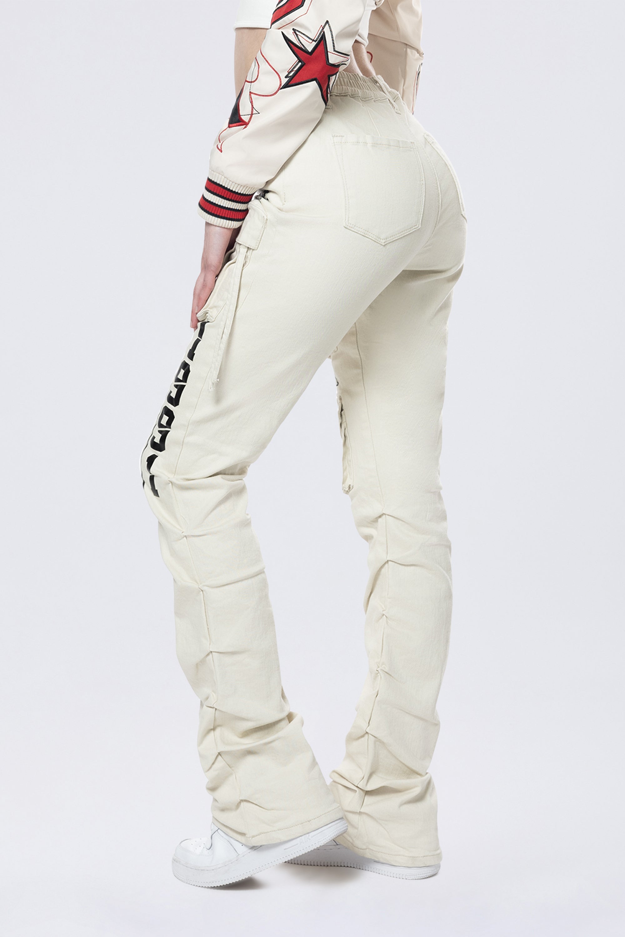 High Rise Stacked Utility Twill Pants - Ecru