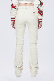 High Rise Stacked Utility Twill Pants - Ecru