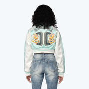 Varsity Cropped Light Jacket - Aqua Mint