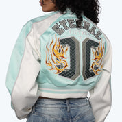 Varsity Cropped Light Jacket - Aqua Mint