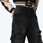 High Rise Wide Leg Jeans - Carbon Black