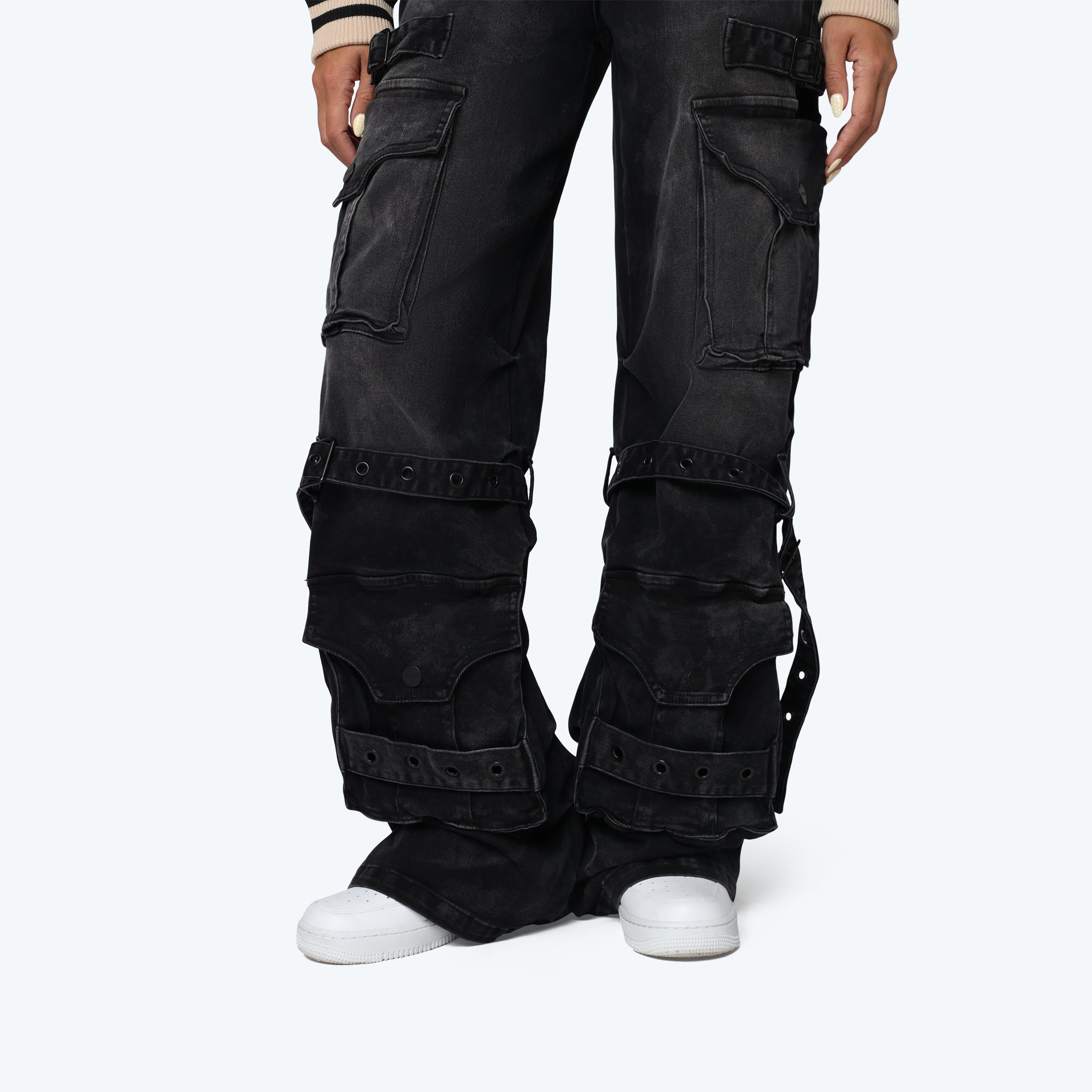 High Rise Wide Leg Jeans - Carbon Black