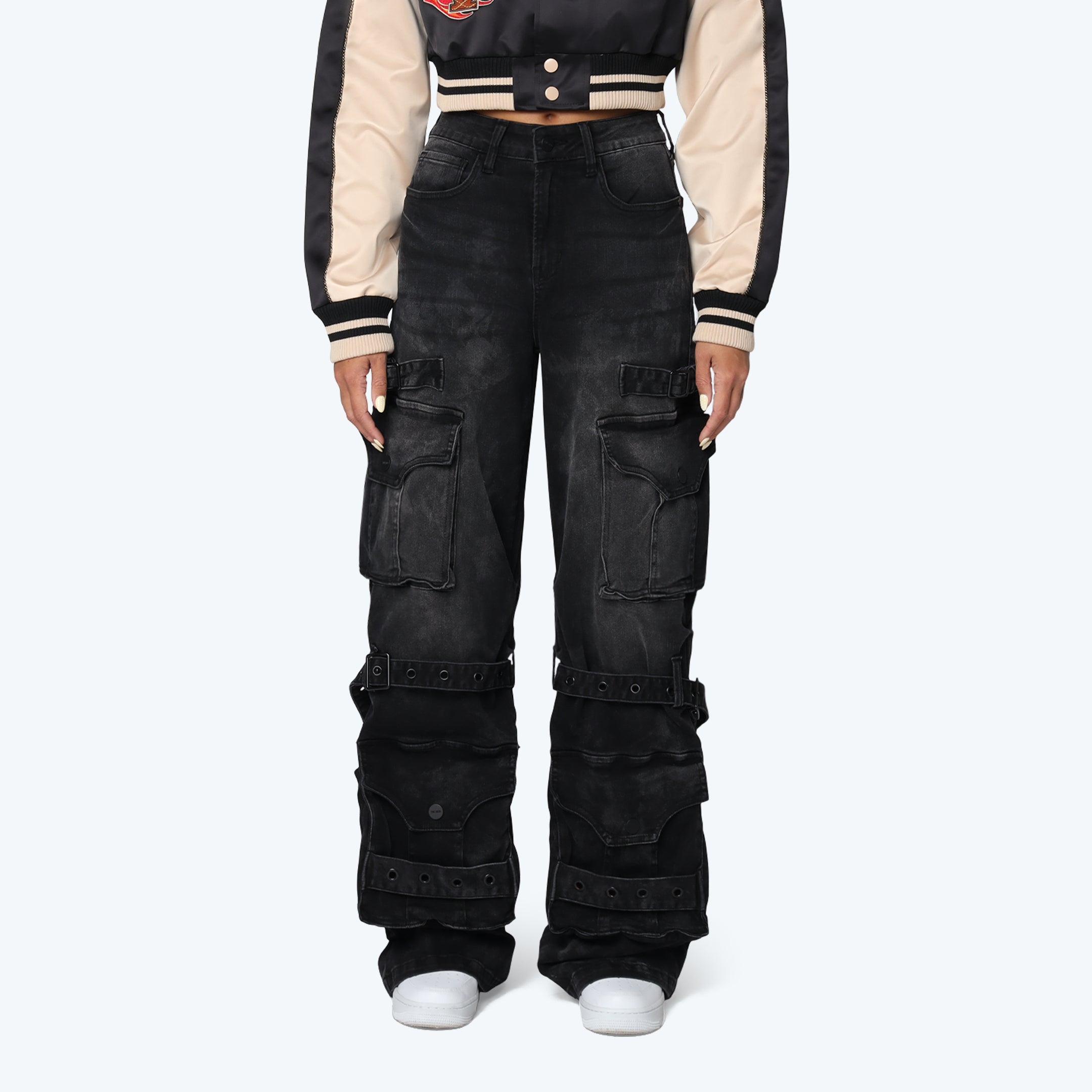 High Rise Wide Leg Jeans - Carbon Black