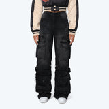 High Rise Wide Leg Jeans - Carbon Black