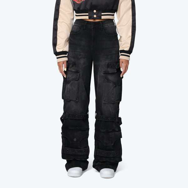 High Rise Wide Leg Jeans - Carbon Black