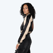 Varsity Cropped Light Jacket - Black