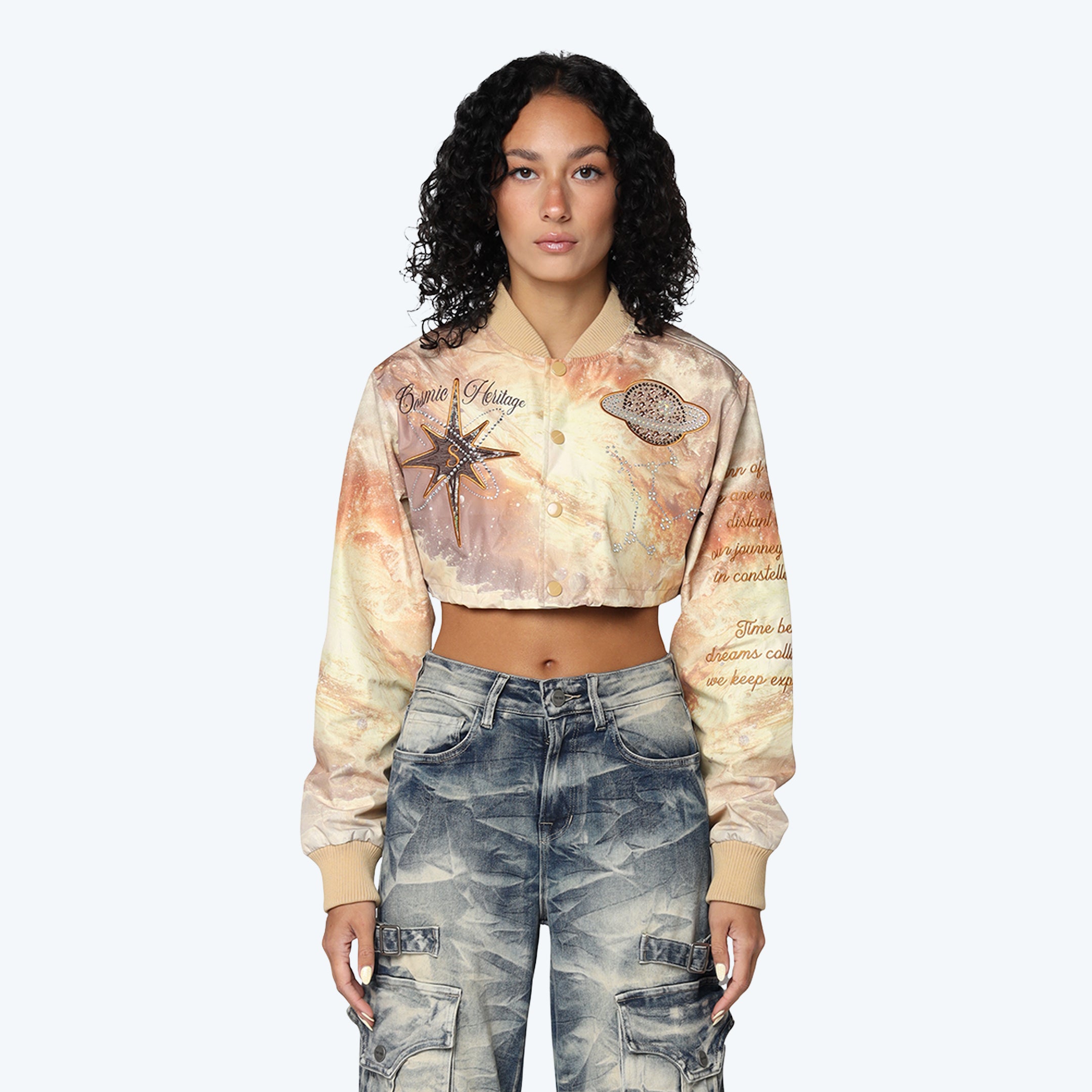 Cropped Galaxy Light Jacket - Cosmic Latte