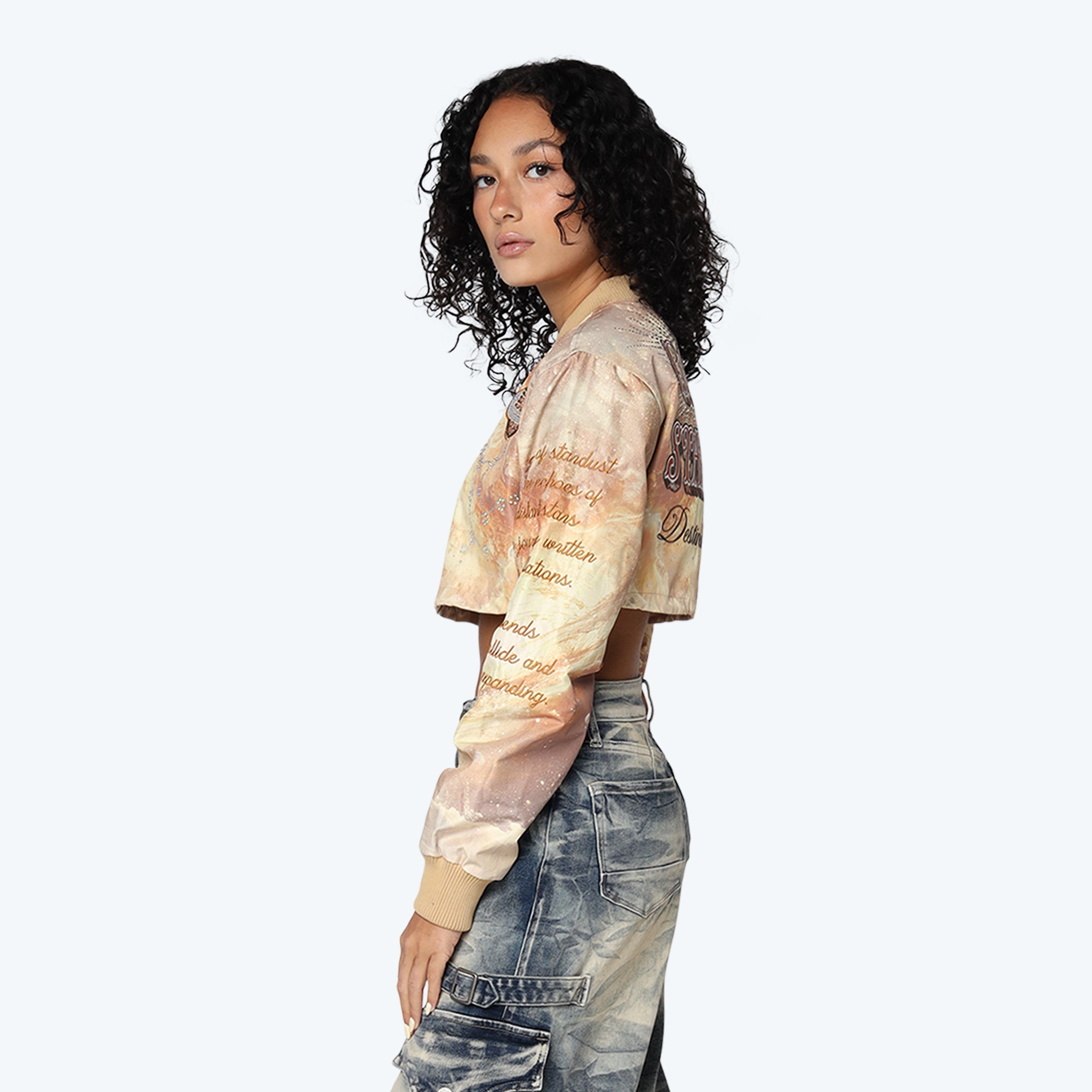 Cropped Galaxy Light Jacket - Cosmic Latte