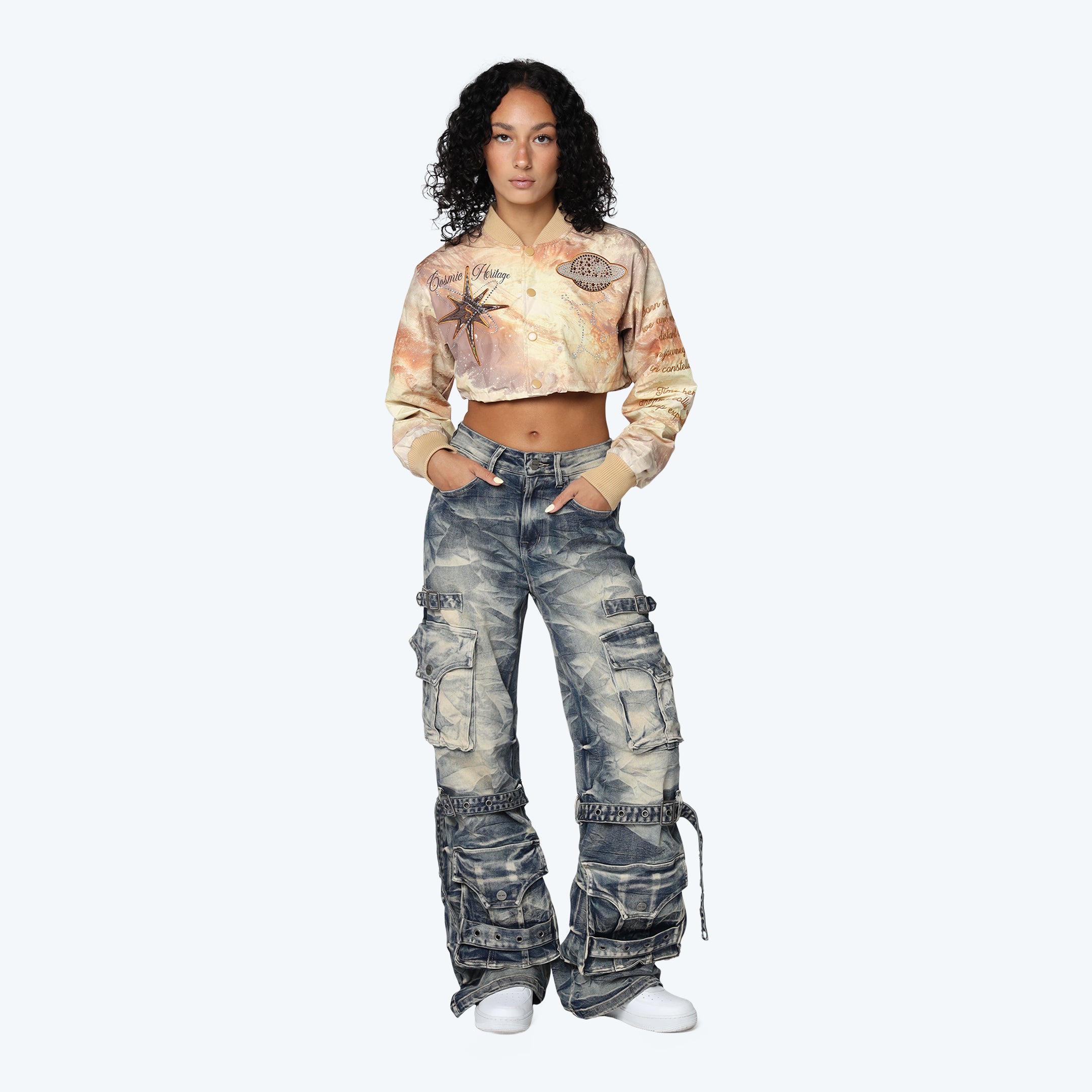 Cropped Galaxy Light Jacket - Cosmic Latte