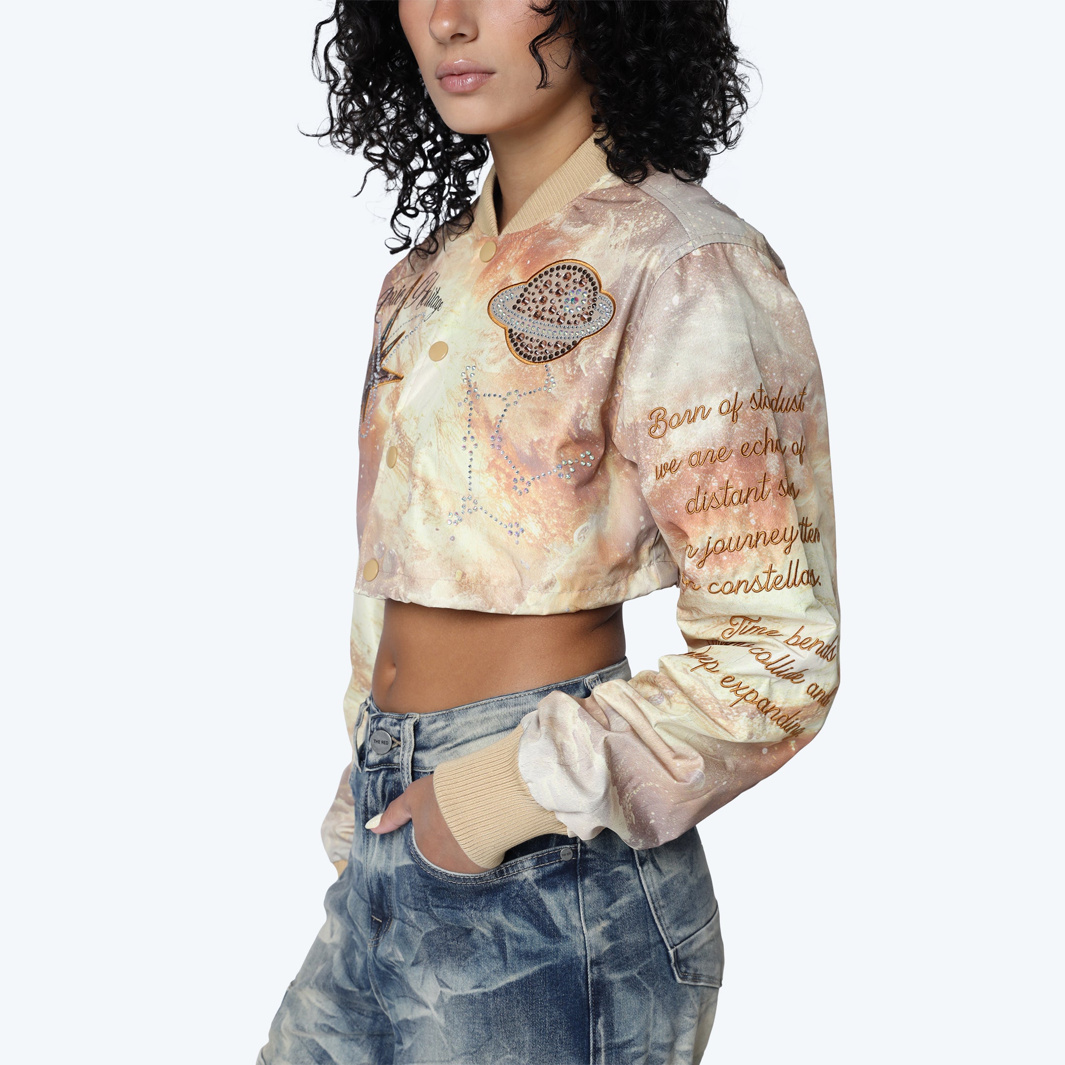 Cropped Galaxy Light Jacket - Cosmic Latte