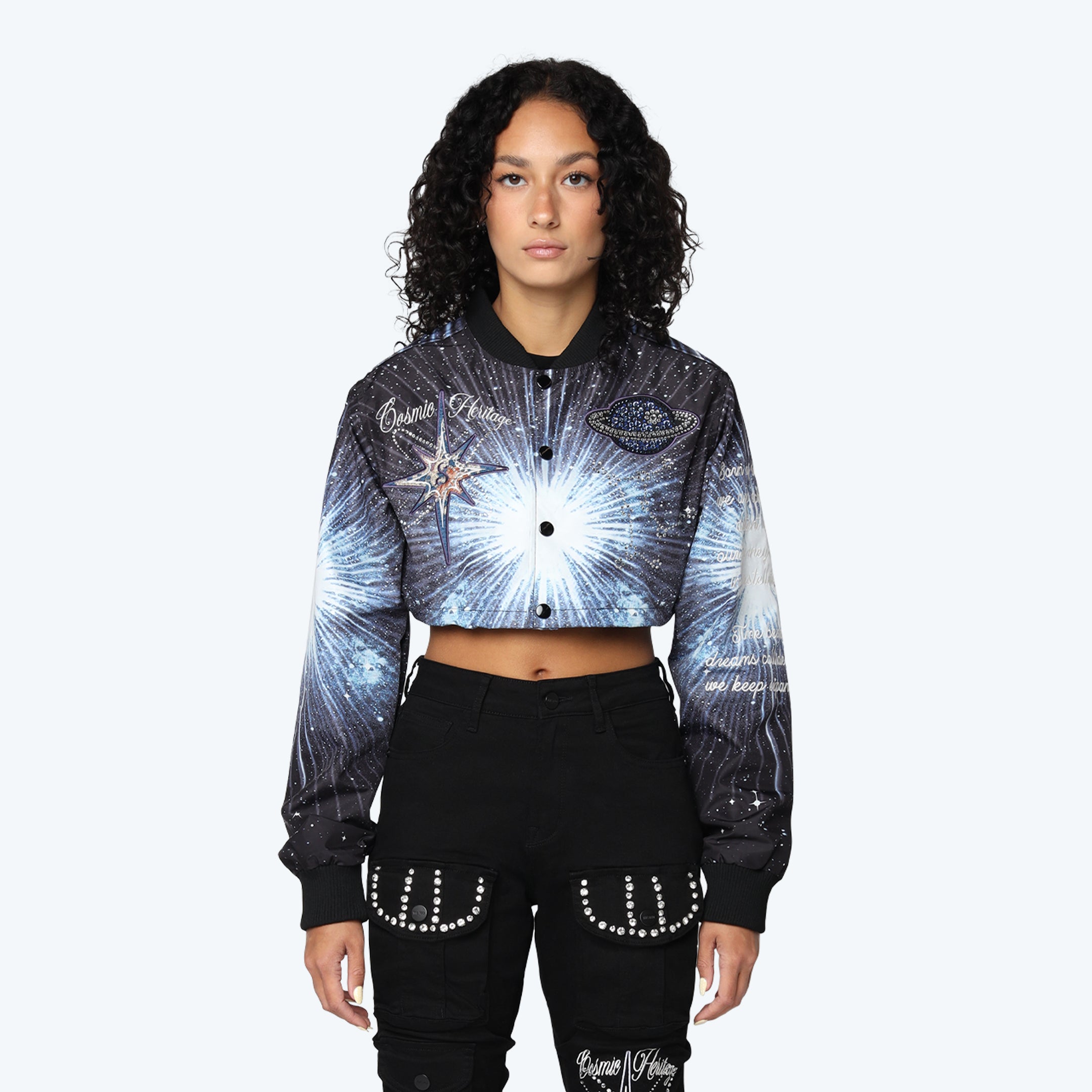 Cropped Galaxy Light Jacket - Deep Space