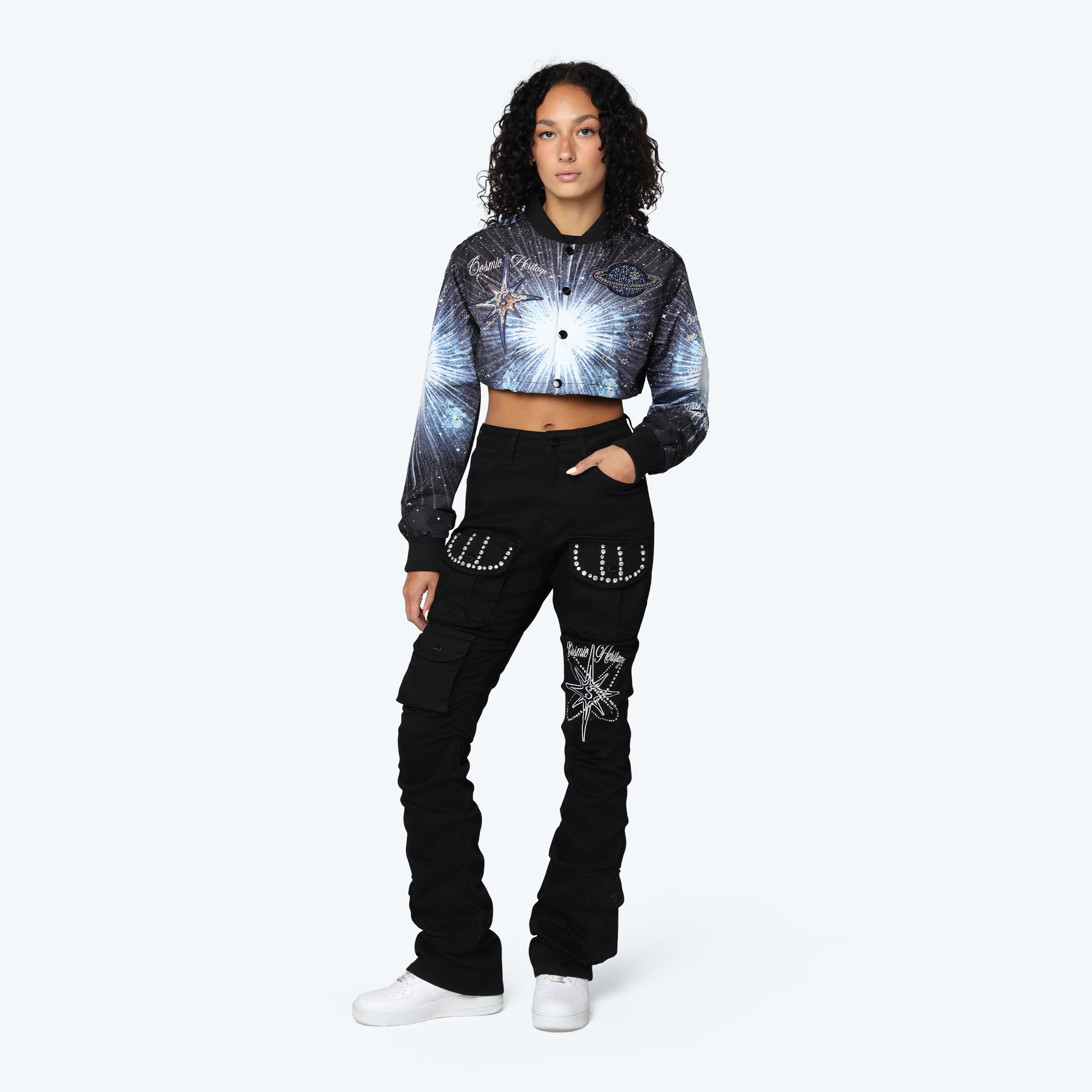 Cropped Galaxy Light Jacket - Deep Space