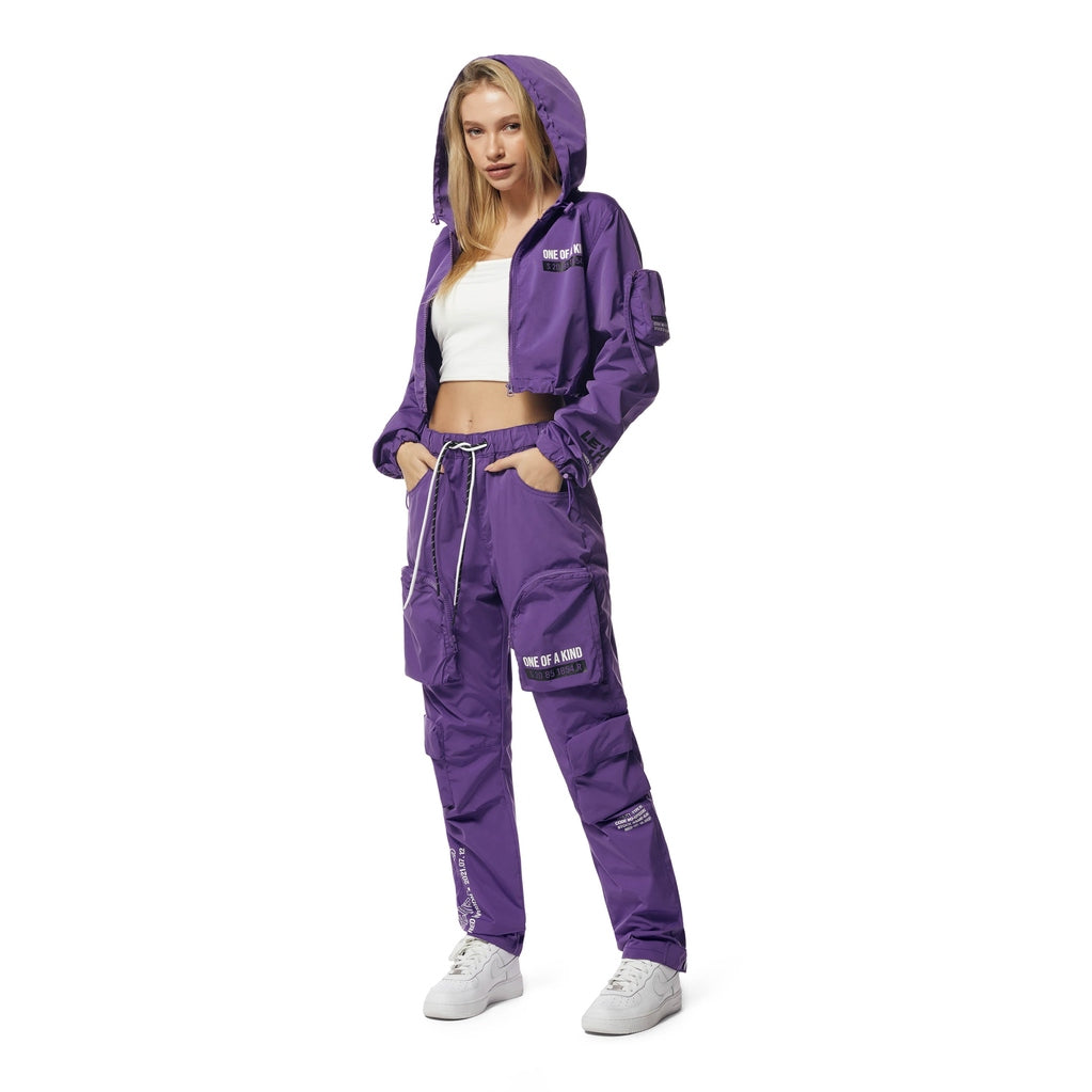 Smoke Rise RED Cropped Windbreaker Full Zip Jacket - Concord