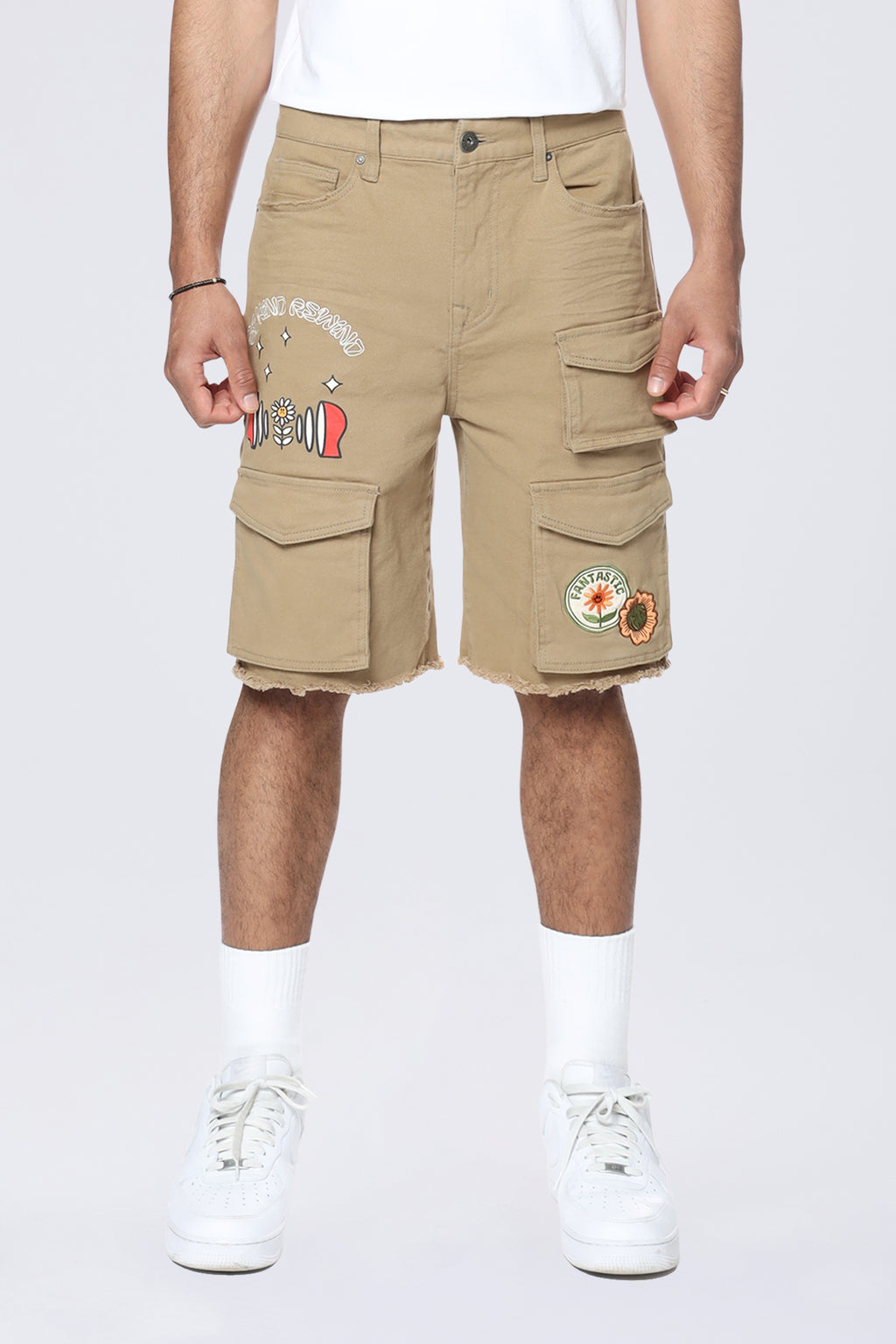 Smoke Rise Doodle Graphic Resort Twill Shorts - Khaki