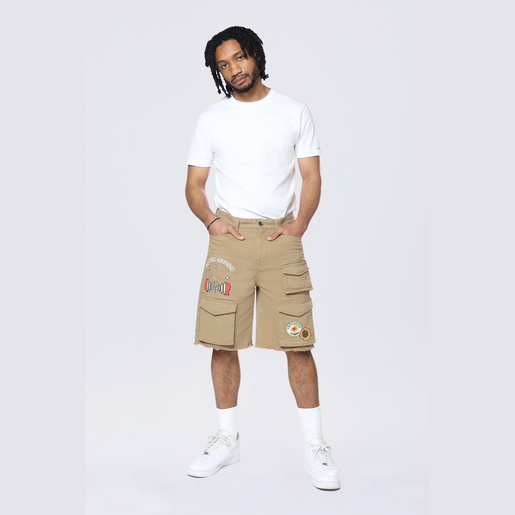 Smoke Rise Doodle Graphic Resort Twill Shorts - Khaki