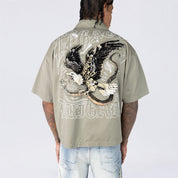 Oversized Cropped Dystopia Twill Shirt