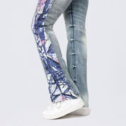 High Rise Bootcut Stacked Mixed Media Jeans