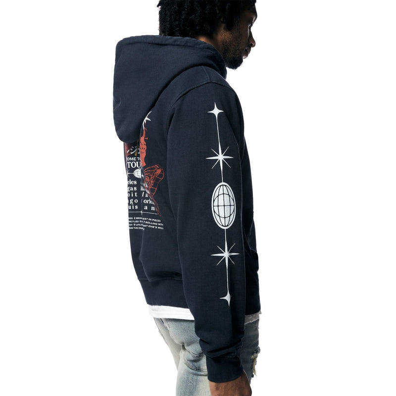Tour Graphic French Terry Pullover Hoodie - Navy