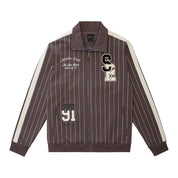 Smoke Rise Pin Striped Varsity Track Jacket - Pavement