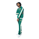 Pin Striped Varsity Track Pants - Alpine Green