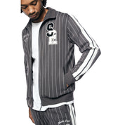 Smoke Rise Pin Striped Varsity Track Jacket - Pavement