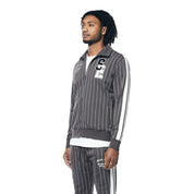 Smoke Rise Pin Striped Varsity Track Jacket - Pavement