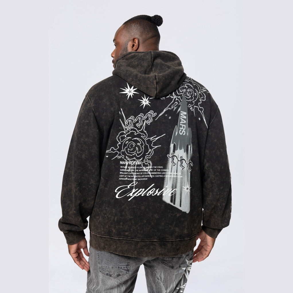 Smoke Rise Big and Tall Big and Tall - Rhinestone Dystopia Hoodie - Black