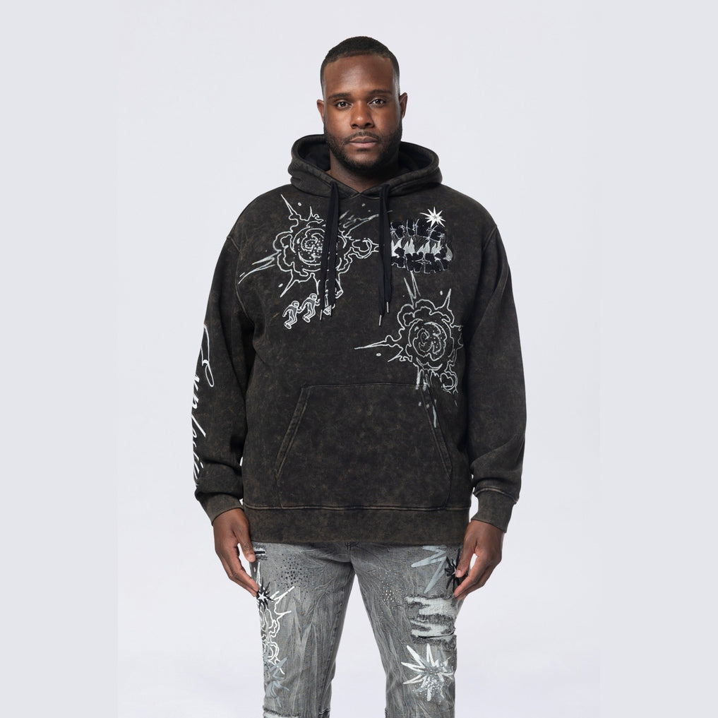 Smoke Rise Big and Tall Big and Tall - Rhinestone Dystopia Hoodie - Black