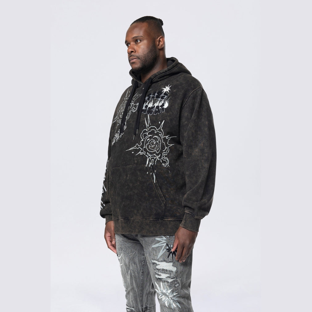 Smoke Rise Big and Tall Big and Tall - Rhinestone Dystopia Hoodie - Black