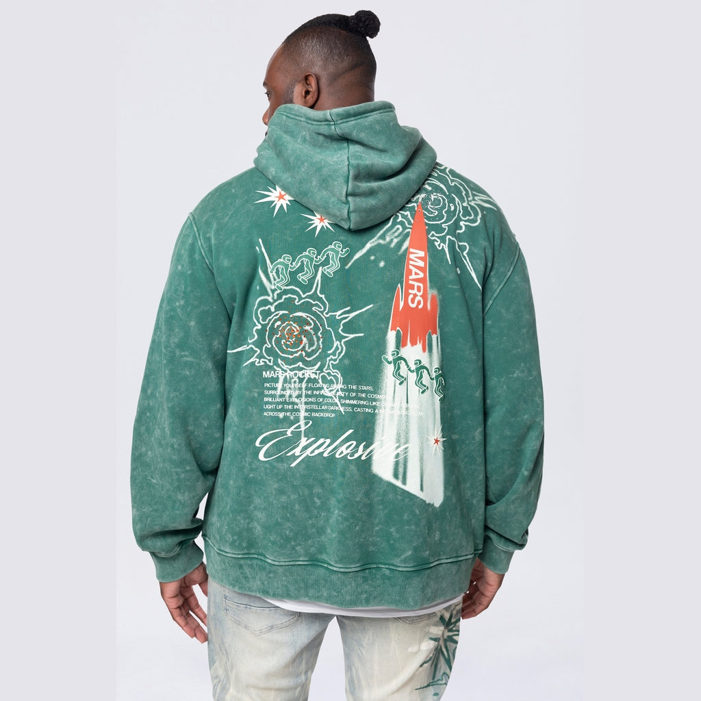 Smoke Rise Big and Tall Big and Tall - Rhinestone Dystopia Hoodie - Celtic Green