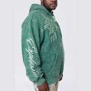 Smoke Rise Big and Tall Big and Tall - Rhinestone Dystopia Hoodie - Celtic Green